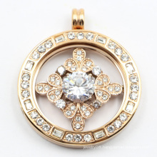 Hot Sale Magnet 316L Stainless Steel Locket Pendant with Clear Stones